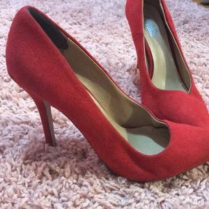 Red swade high heels